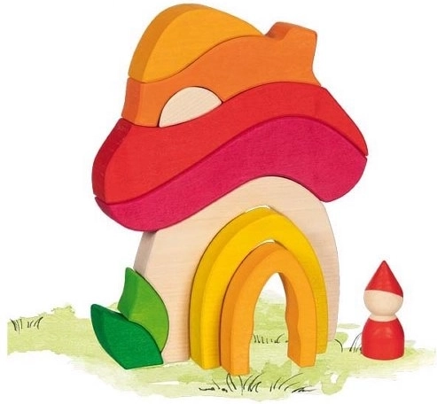 Goki evolution wooden building pieces mushroom house