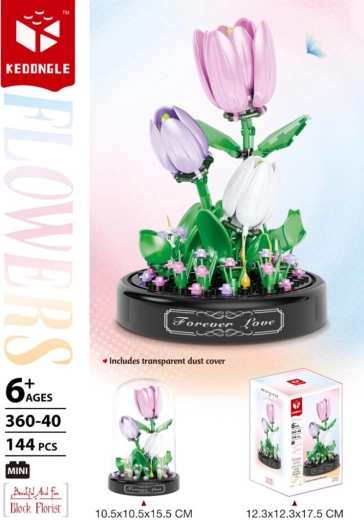 Tulips building set under a protective dome, 144 pieces - 1 piece
