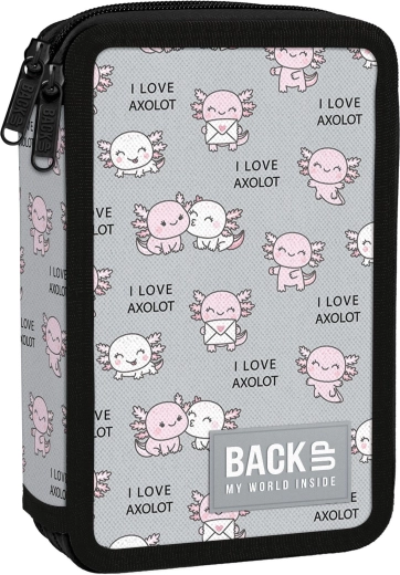 Dvoprekatna šolska peresnica z opremo BackUP Axolot Love