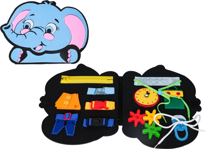 Multifunctional felt elephant busy board