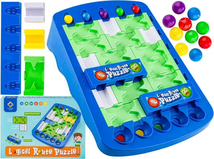 Logic marble game – buildable track and puzzle