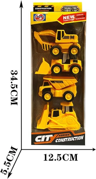 Set gradbenih strojev – 4 kosi, mini vozila 9 cm