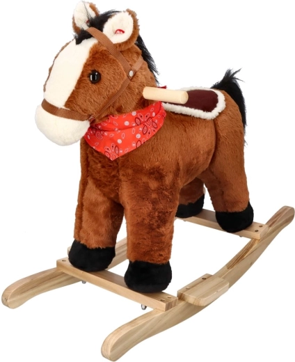 Rjavi plišasti gugalni konjiček za otroke