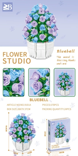 Gradbeni komplet vijoličnih cvetov 570 kosov