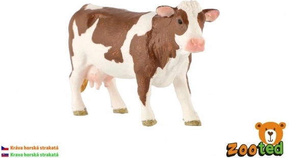Realistični model plastične krave češkega lisastega goveda 12 cm