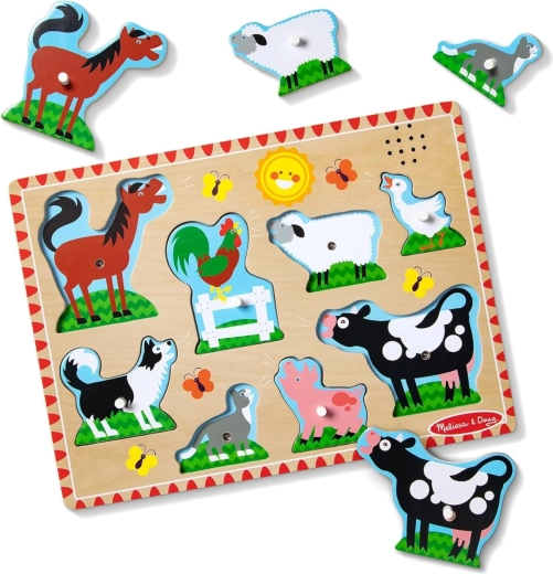 Lesena zvočna vstavljanka kmetijske živali Melissa & Doug