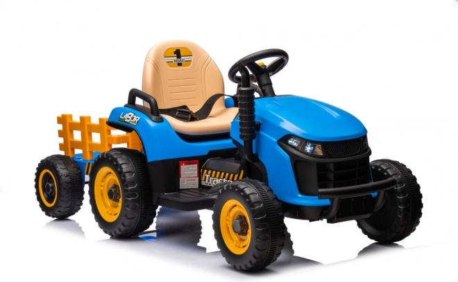 Otroški električni traktor s prikolico, moder