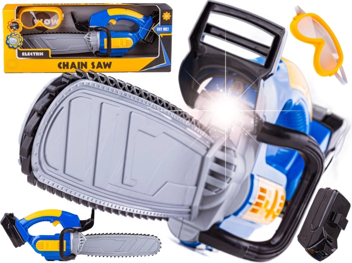 Children's toy chainsaw with safety goggles