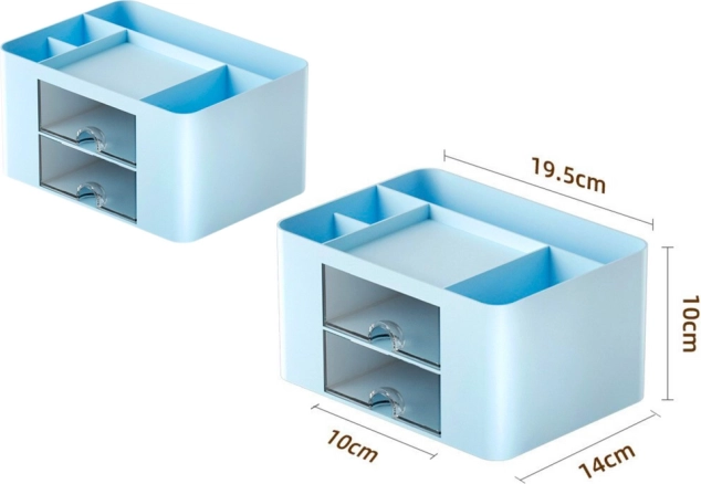 organizator za mizo z modrimi predali