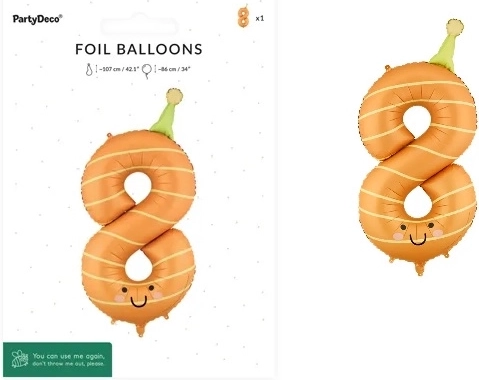 Folijski balon številka 8 oranžen 86 cm