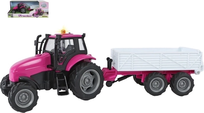 Traktor s prikolico s svetlobnimi in zvočnimi učinki 25 cm