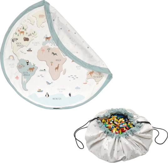 Play&Go Noomad original play mat and toy storage bag world map colour