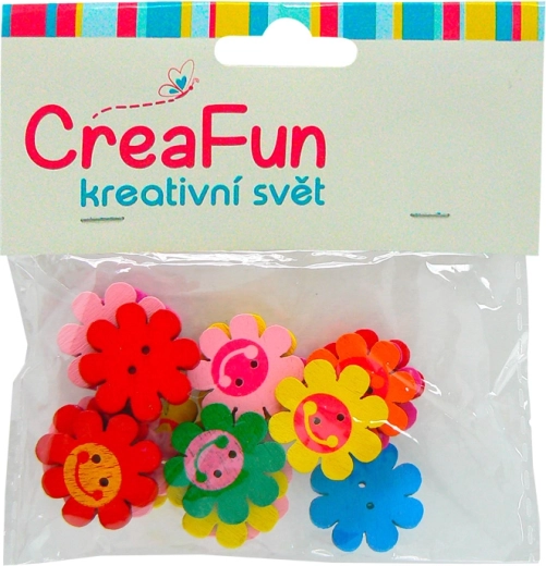 Leseni gumbi cvet – set 20 kosov, premer 2,1 cm