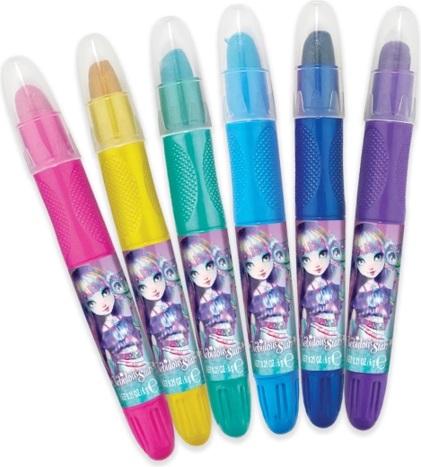 Six colorful glitter pens