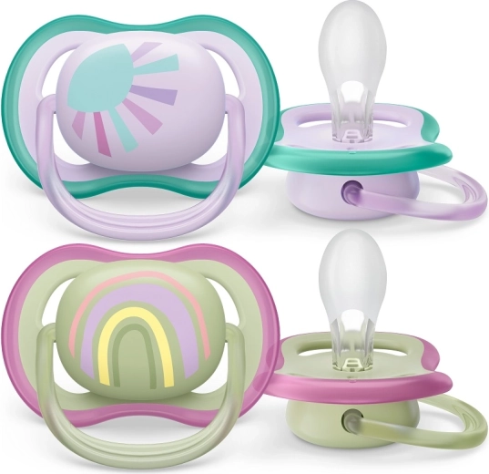 Philips Avent Ultra Air duda z motivom mavrice za deklice od 0 do 6 mesecev – 2 kosa