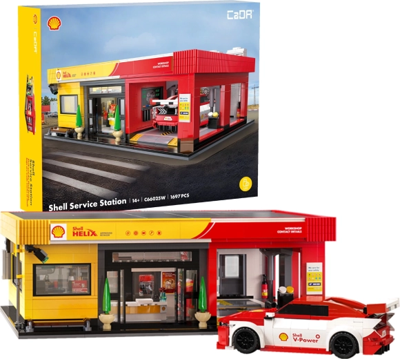 CaDA Shell Service Station Building Set, 1697 Pieces