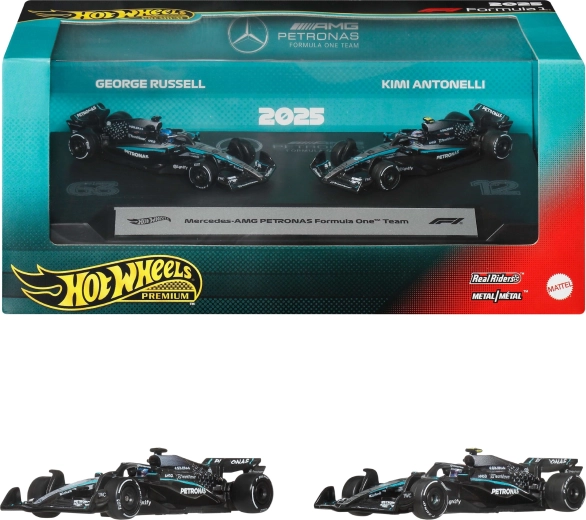 Hot Wheels Premium Formula 1 Mercedes-AMG Petronas Kimi Antonelli in George Russell – 2 kosa