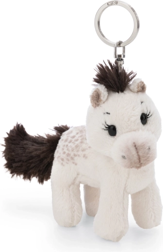 Nici obesek za ključe Pony Mony bel 10 cm – trajnosten plišast obesek za ključe