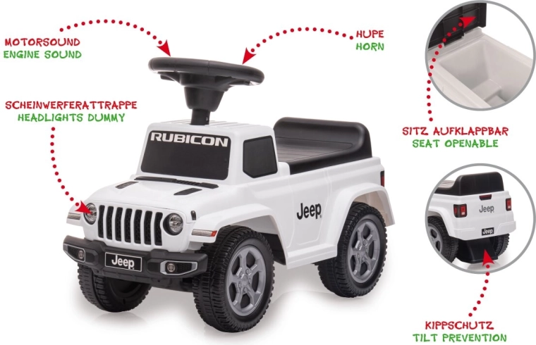 White Jeep Gladiator Ride-On Toy Car for Children