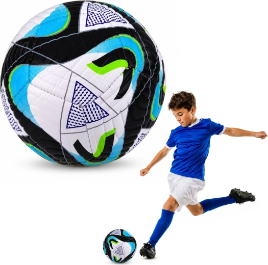 Trening nogometna žoga velikost 5 (22 cm) črno-modro-zelena
