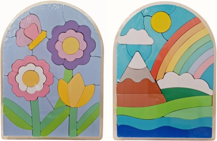 Wooden puzzle with a colorful picture - 1 piece