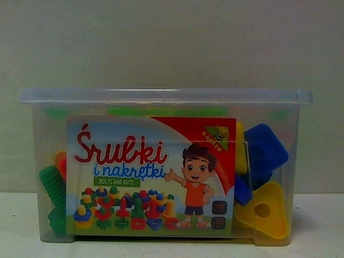 Set of screws and nuts in a box