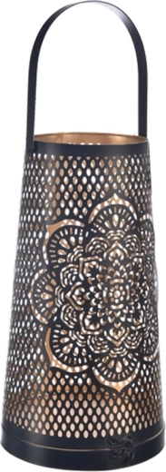 Kovinski svečnik Mandala črno-zlat 30 cm