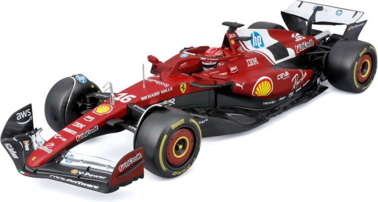 Bburago Ferrari SF-25 2025 F1 model Charles Leclerc 1:18 s čelado