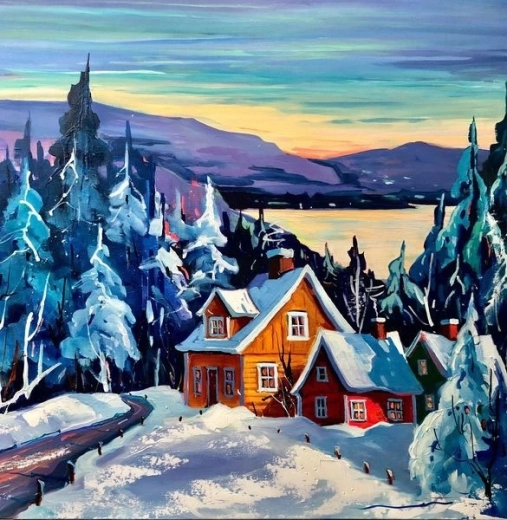 Norimpex Slikanje po številkah Koča pozimi 40 × 50 cm