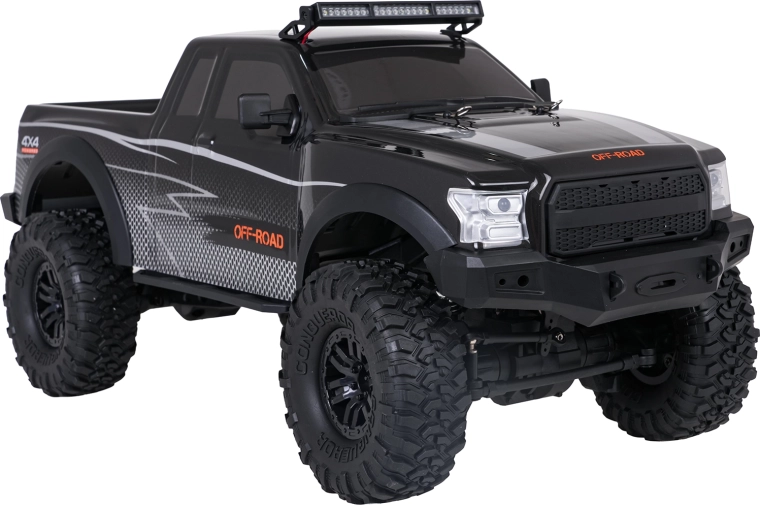 Large rubber tires with an aggressive tread pattern