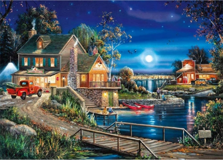 Diamond painting (diamond painting) Farm at Night 40 × 30 cm