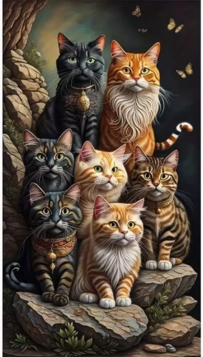 Norimpex diamond painting Cat family 30 × 40 cm