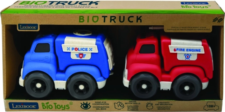 Lexibook komplet policijskega in gasilskega avtomobila iz bioplastike 18 cm