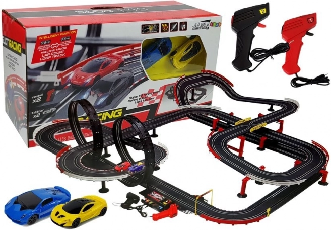 dirkalna steza z dirkalnimi avtomobili 1420 cm Turbo 1:43 z upravljalniki