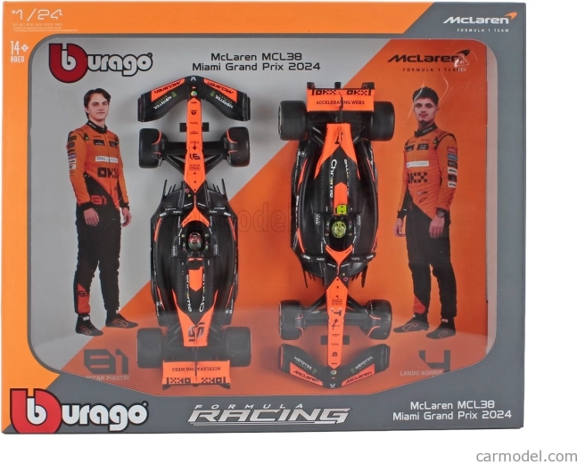 Bburago 1:43 McLaren MCL38 2024 – dvojni paket Norris in Piastri