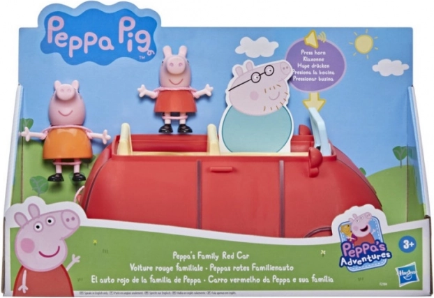 Komplet figuric Peppa Pig – družina v rdečem avtomobilu