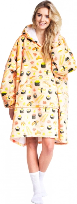 Cozy Noxxiez mikinasta odeja s kapuco sushi – oversize nosljiva odeja