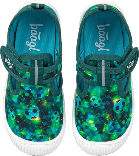 Breathable textile upper with a soccer motif