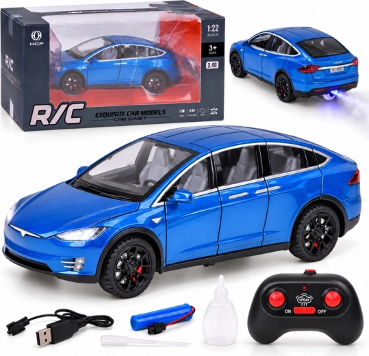 RC-avtomobil Tesla Model X v merilu 1 : 22 z LED-lučmi in učinkom megle