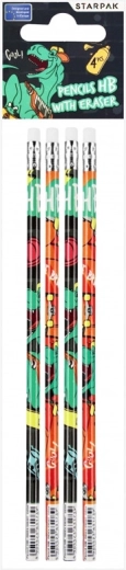 Svinčniki dino z radirko, 4 kosi