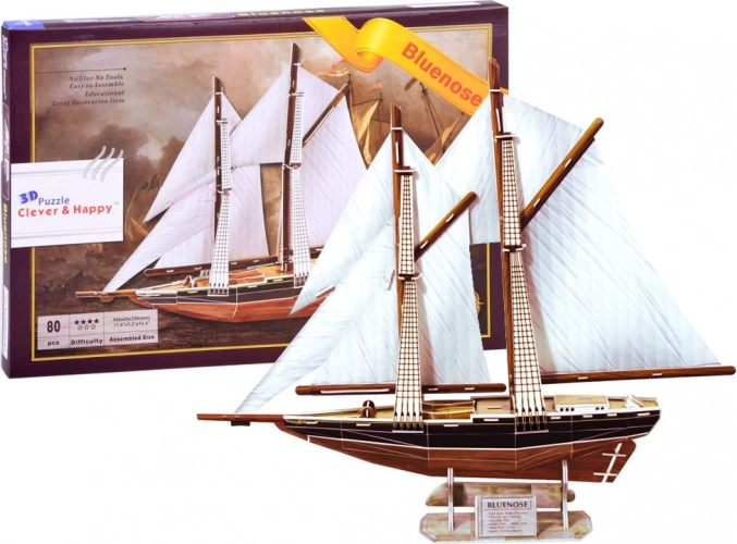 3D sestavljanka jadrnica BLUENOSE – lesen model ladje