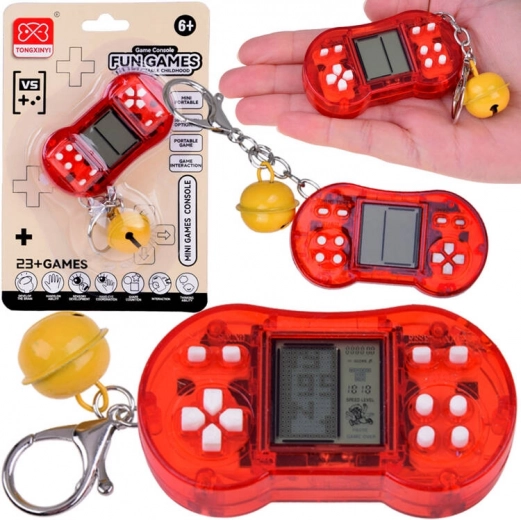 Mini igralni obesek za ključe z retro igrami in zvončkom