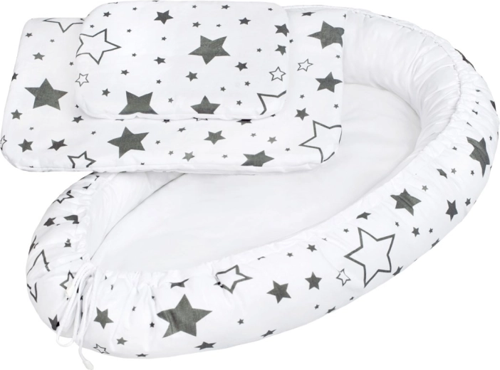 Luksuzno gnezdece z odejico za dojenčka New Baby sive zvezde
