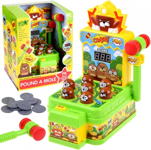 Spretnostna igra Udarite krtka s svetlobnimi in zvočnimi učinki