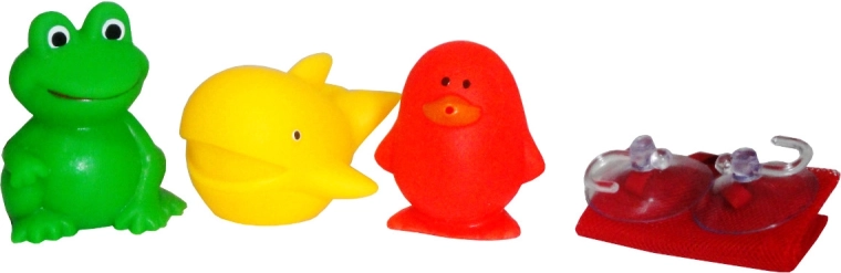 Piskajoče igrače za kopel v mrežici – komplet 3 kos