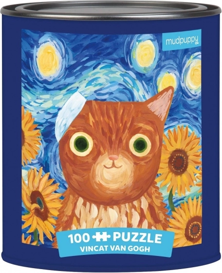 Sestavljanka Vince Van Gogh umetniške mačke 100 kosov v pločevinki