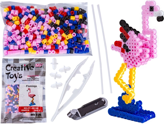 3D fuse beads – flamingo (bird) in a bag
