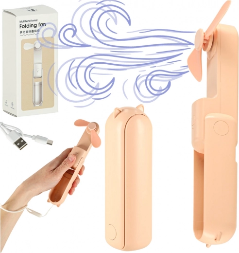 Mini zložljiv namizni ventilator USB roza