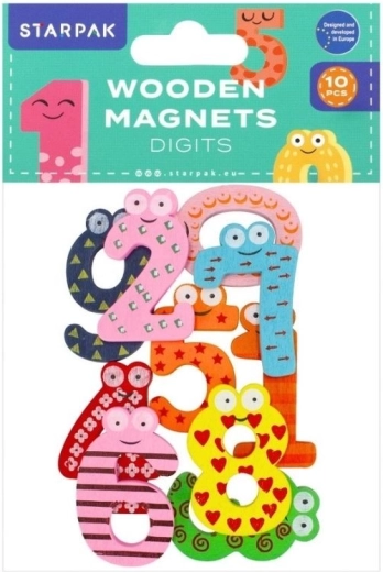Wooden number magnets – set of 10 pcs