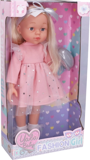Doll in a Dress with Brush 45 cm